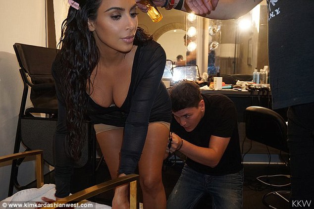 Kim Kardashian has body makeup applied in some VERY intimate places in BTS snap from VMAs