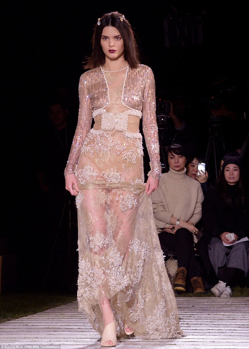 Kendall Jenner bares pert derriere in see-through gown as she hits catwalk for La Perla NYFW show